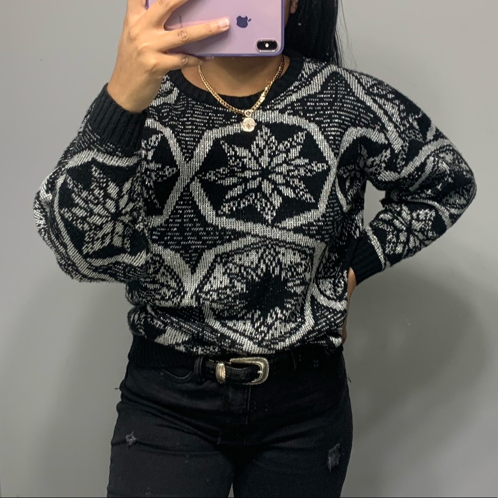 Vintage Boho Winter Wonderland Snowflake Sweater